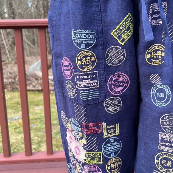 Pete & Greta for Johnny Was medium navy Rassa linen jogger pants. - Picture 6 of 16